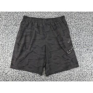 Asics Athletic Shorts Mens Medium Black Camo Zipper Pocket Stretch
